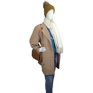 Vintage 90s Cashmere Blend Minimalist Coat, Made In Canada, Size L/XL